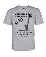 saxophone once upon V-Neck T-Shirt tile