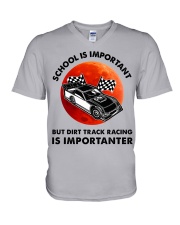 red school-Dirt track racing V-Neck T-Shirt tile