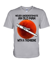 trombone never old man V-Neck T-Shirt tile