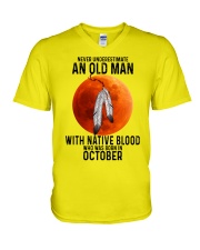 10 native old man V-Neck T-Shirt tile