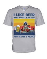 like beer drag racing V-Neck T-Shirt tile