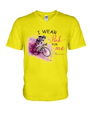 Cycling Woman Wear Pink V-Neck T-Shirt tile
