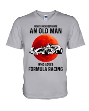 formula racing old man never V-Neck T-Shirt tile