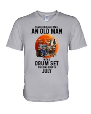 07 drumset old man V-Neck T-Shirt tile