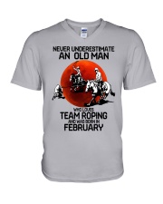 2 team roping never V-Neck T-Shirt tile
