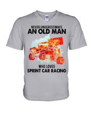 never sprint car racing V-Neck T-Shirt tile