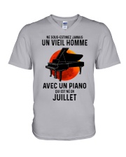 07 piano old man france V-Neck T-Shirt tile
