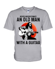 guitar never old man V-Neck T-Shirt tile