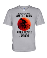 01 cycling old man never V-Neck T-Shirt tile