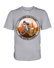 i like beer cycling V-Neck T-Shirt tile