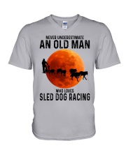 sled dog racing V-Neck T-Shirt tile