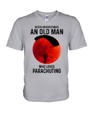 parachuting old man never V-Neck T-Shirt tile
