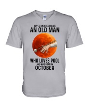 pool old man never 10 V-Neck T-Shirt tile