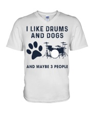 I Like Drums And Dogs V-Neck T-Shirt tile