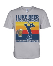Saxophone Like Beer V-Neck T-Shirt tile