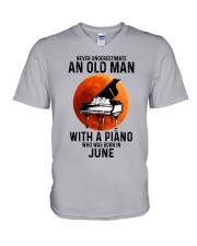 06 piano never old man V-Neck T-Shirt tile