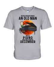 12 piano old mannn never V-Neck T-Shirt tile