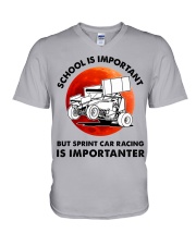 red school-sprint car racing V-Neck T-Shirt tile