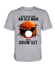drum set never old man V-Neck T-Shirt tile
