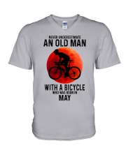 05 cycling old man never V-Neck T-Shirt tile