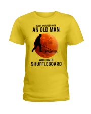 shuffleboarding old man Ladies T-Shirt tile