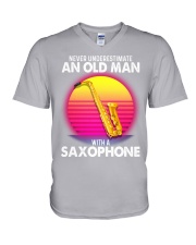 black old saxophone V-Neck T-Shirt tile