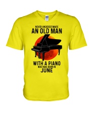 06 piano never old man V-Neck T-Shirt tile