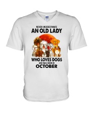 Dogs-old-lady-10 V-Neck T-Shirt tile