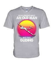 black old gliding V-Neck T-Shirt tile