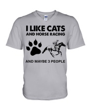 likecats-horse racing V-Neck T-Shirt tile