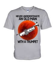 trumpet never old man V-Neck T-Shirt tile
