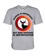red school-deer hunting V-Neck T-Shirt tile