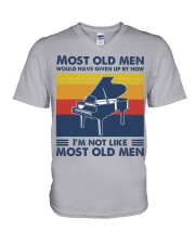 most old men piano V-Neck T-Shirt tile