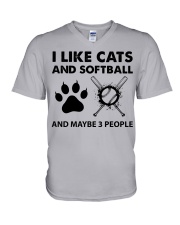 like-cats-softball V-Neck T-Shirt tile