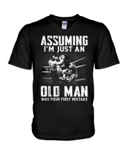 Assuming Boxing Old Man V-Neck T-Shirt tile