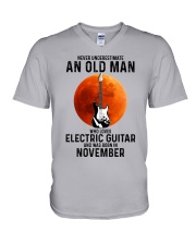 11 Electric guitar old man V-Neck T-Shirt tile