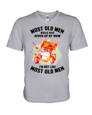 old man sprint car racing V-Neck T-Shirt tile
