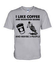 like-coffee-mountain-biking V-Neck T-Shirt tile