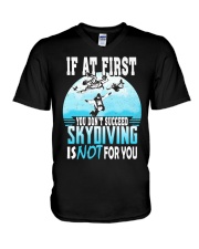 skydiving-first-succeed V-Neck T-Shirt tile