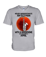 saxophone old man 04 V-Neck T-Shirt tile