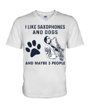 I Like Saxophones And Dogs V-Neck T-Shirt tile