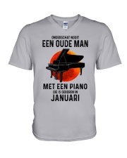01 piano old man dutch V-Neck T-Shirt tile