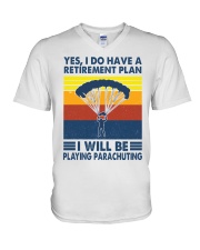 parachuting plan V-Neck T-Shirt tile