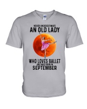 09 ballet old lady V-Neck T-Shirt tile