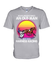 black old Harness racing V-Neck T-Shirt tile
