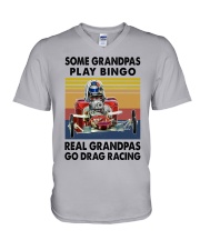 real grandpas drag racing V-Neck T-Shirt tile