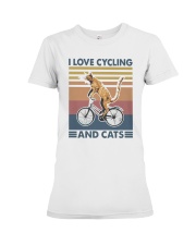 cycling and cat Premium Fit Ladies Tee tile