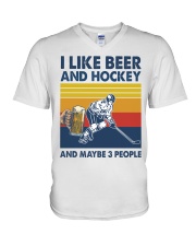 Hockey I Like Beer V-Neck T-Shirt tile