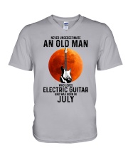 7 Electric guitar old man V-Neck T-Shirt tile