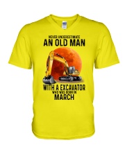 03 excavator old man color V-Neck T-Shirt tile
